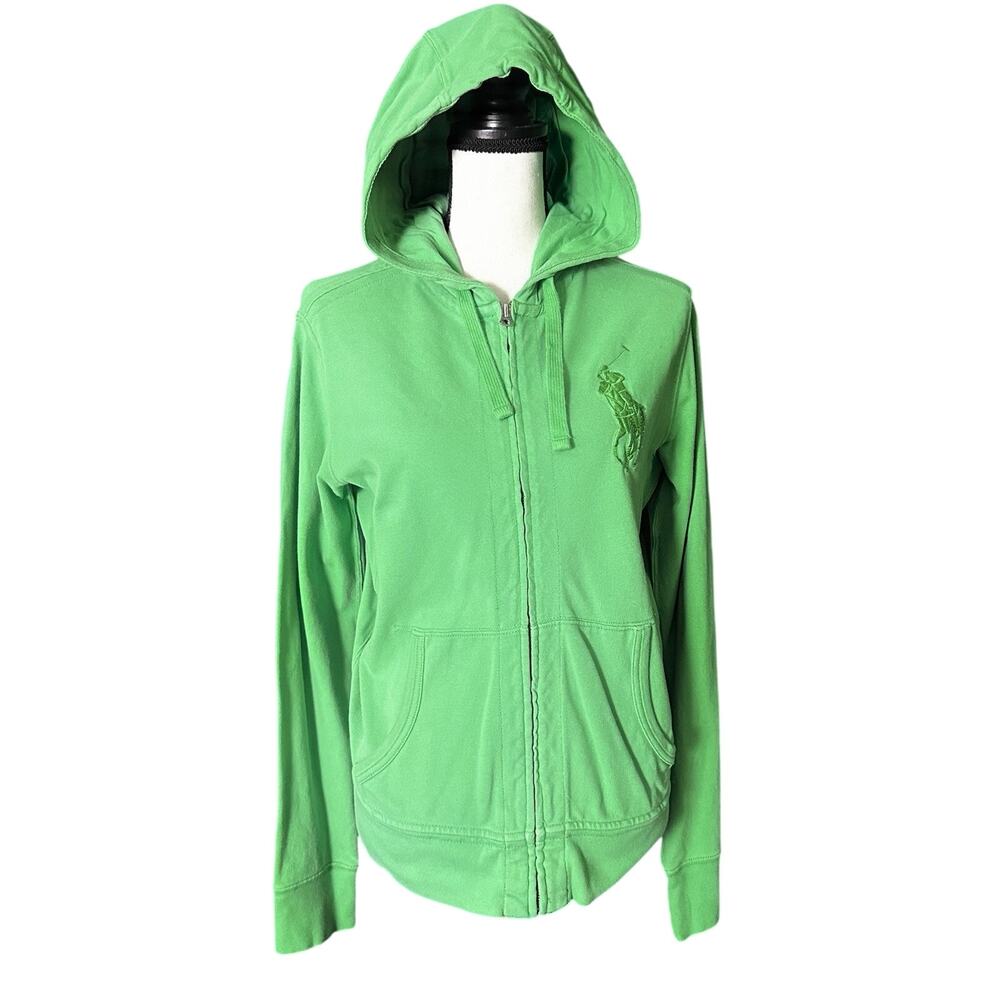 Polo Ralph Lauren Big pony Women's Full Zip Neon Green Hoodie Size small